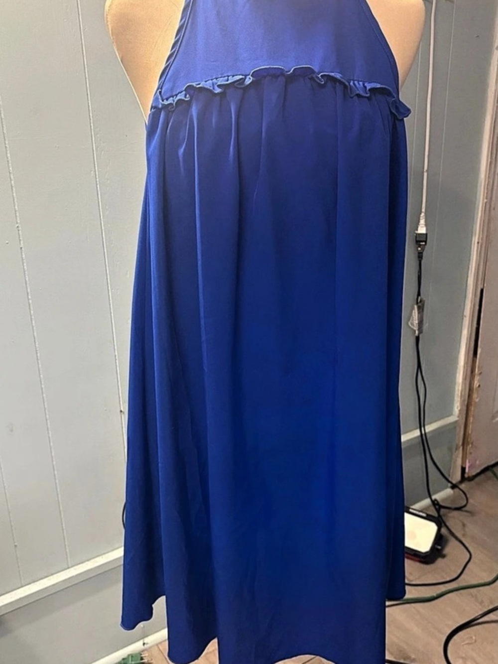 Carole Christian Blue Halter Midi Dress Size Medium